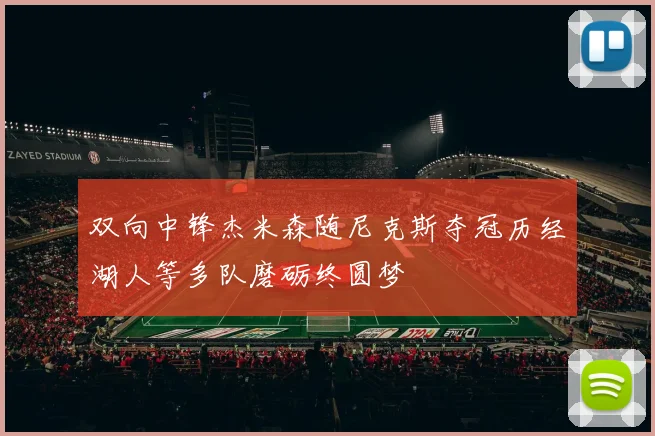 双向中锋杰米森随尼克斯夺冠历经湖人等多队磨砺终圆梦